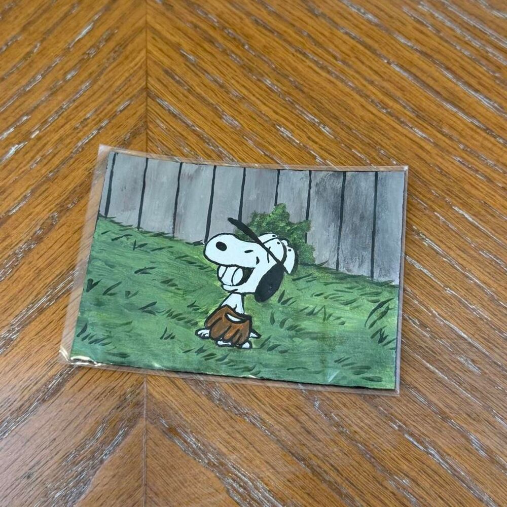 Snoopy Baseball Mini Painting - 2.5" x 3.5"